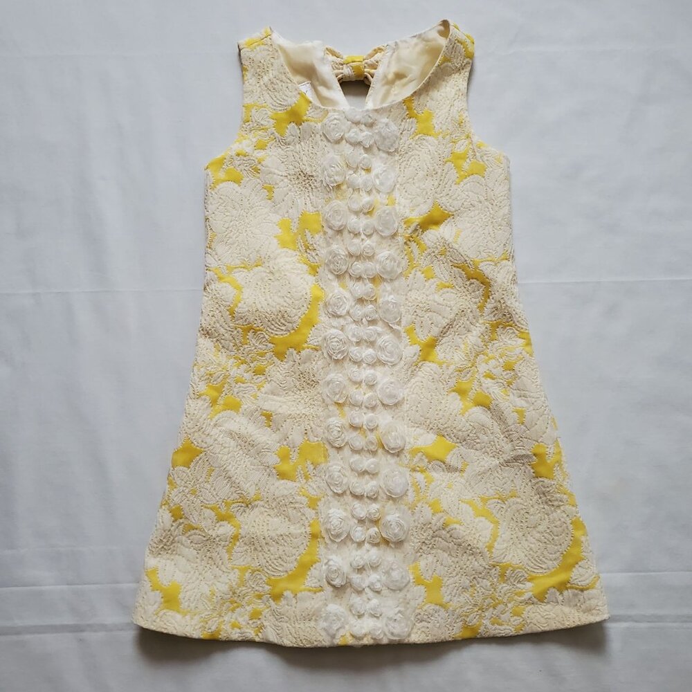 Iris & Ivy Toddler Girls Yellow Embroidered Lace Bow Sleeveless A-Line Dress 4T - Picture 4 of 15